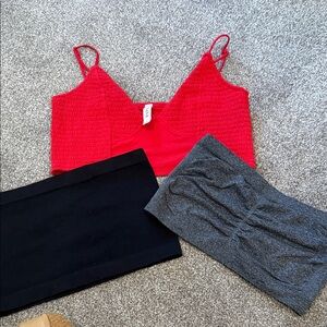 Red, Black, and Gray Bandeaus Bralette